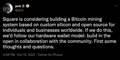 Square CEO, Jack Dorsey, has interest in developing an open and collaborative bitcoin mining system